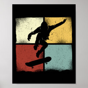 Skateboard Skateboarder Retro Skater  80S Poster