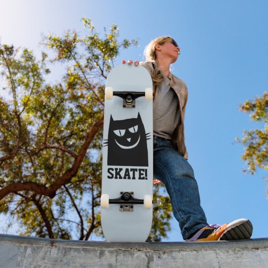 SKATEBOARD SKATEBOARDS CAT, CHAT NOIR FUNNY (Extérieur 1)