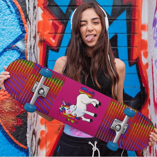 SKATEBOARD SKATEBOARDS UNICORN ROSE POUR LES FILLES
