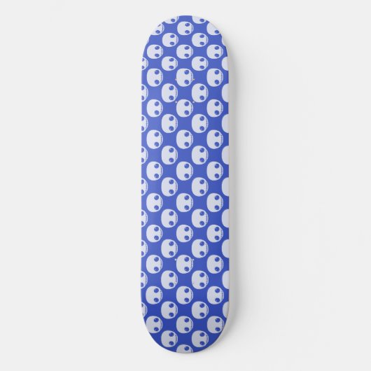 Skateboard Skatedeck bleu avec crânes blancs (Recto)