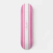 Skateboard Skater Girl Rose White Racing Stripes Monogrammed (Devant)