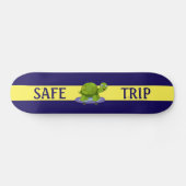 Skateboard Skating turtle & calligraphy on blue & yellow (Horz)
