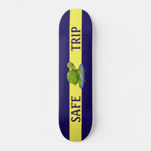 Skateboard Skating turtle & calligraphy on blue & yellow