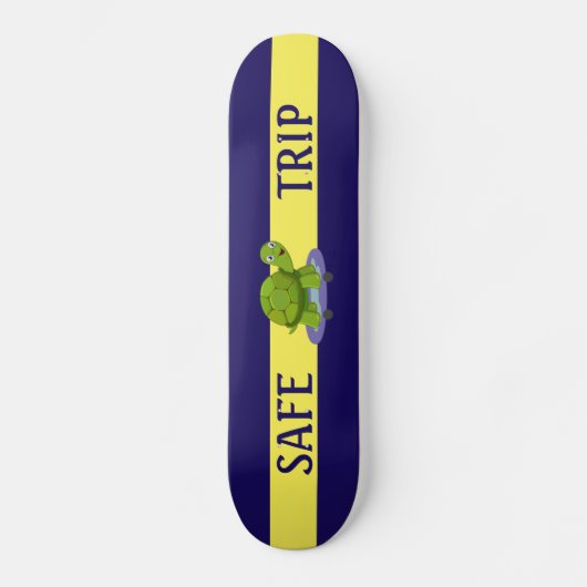 Skateboard Skating turtle & calligraphy on blue & yellow (Recto)