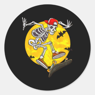 Skateboard Skeleton Funny Halloween Kostuum Schaat Ronde Sticker