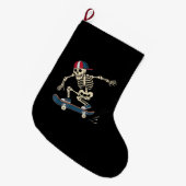 Skateboard Skeleton Halloween Skateboarding Skater Grote Kerstsok (Voorkant (Hangend))