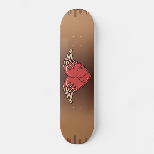 Skateboard Skeleton Hands Holding Broken Heart Gothic Love (Recto)