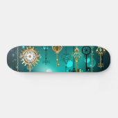 Skateboard Skeleton Keys on Green Background (Horz)