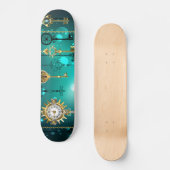Skateboard Skeleton Keys on Green Background (Recto)