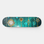 Skateboard Skeleton Keys on Green Background (Horz)