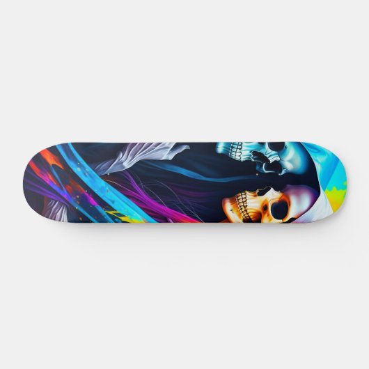 Skateboard Skeletons enveloppés dans un arc-en-ciel (Horz)