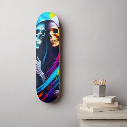 Skateboard Skeletons enveloppés dans un arc-en-ciel (Art mural)