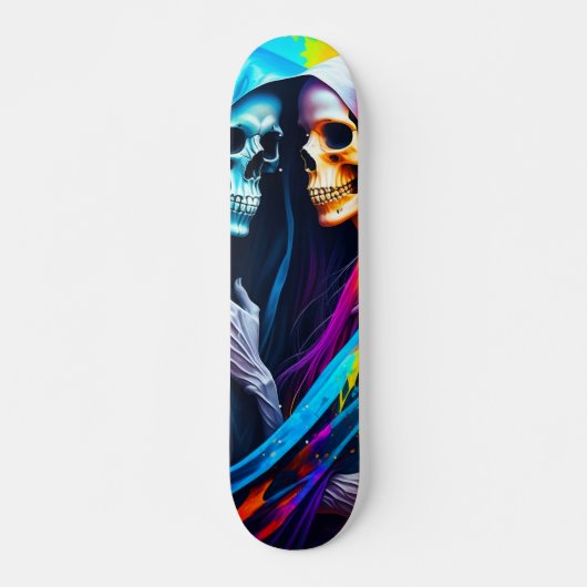 Skateboard Skeletons enveloppés dans un arc-en-ciel (Devant)