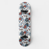 Skateboard Skeletos à la mode en Veste Jean avec Rose (Recto)