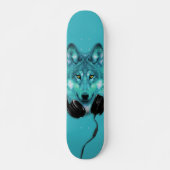 Skateboard Ski+Loup+Animal+Aquarelle+vert+bleu+mode (Devant)