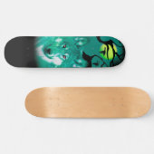 Skateboard Ski+Wolf+Aquarelle+vert+bleu+moderne (Horz)
