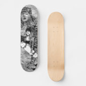 Skateboard Skis femme tatouée style urbain sur bois (Recto)