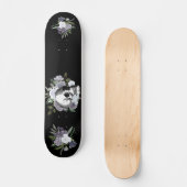 Skateboard Skull Goth Black White Floral Flower (Recto)