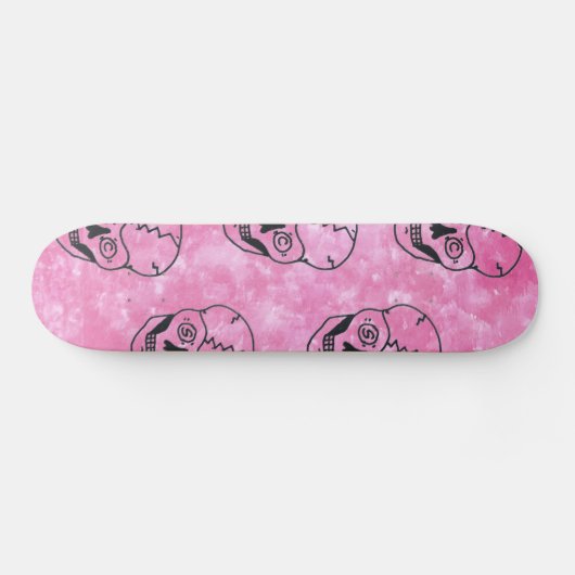 Skateboard Skull noir Pink skboard deck (Horz)