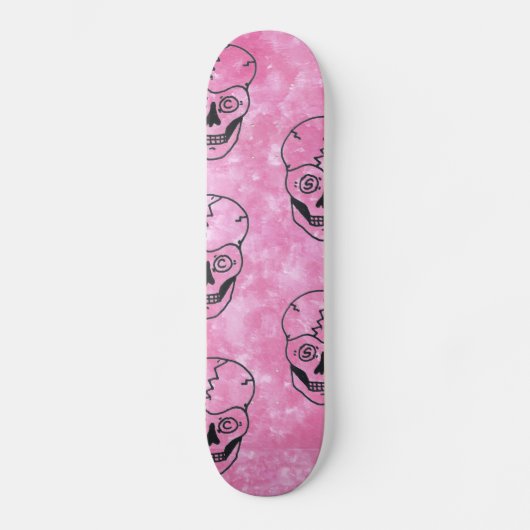 Skateboard Skull noir Pink skboard deck (Recto)