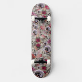 Skateboard Skuls Rose et boules Disco Rose (Recto)