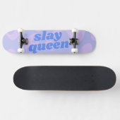 Skateboard Slay Queen Pastel Bleu Super Typographie moderne (Horz)