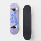 Skateboard Slay Queen Pastel Bleu Super Typographie moderne (Recto)