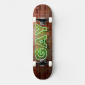 Skateboard SlipperyJoe illuminé néon gay signe lumineux vif (Recto)