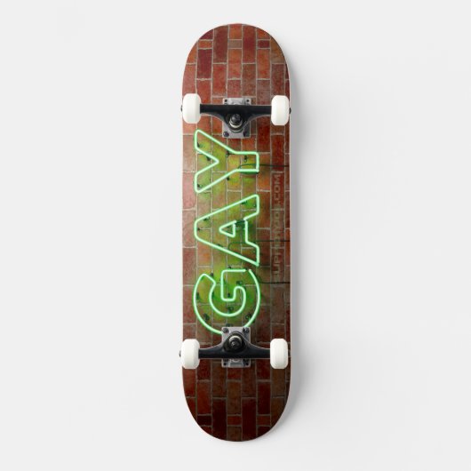 Skateboard SlipperyJoe illuminé néon gay signe lumineux vif (Recto)