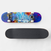 Skateboard SlipperyJoe's gratte-ciel NYC bâtiments artwork gr (Horz)