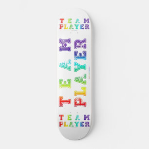 Skateboard SlipperyJoe's Team Player words pride colors rainb