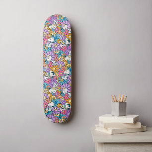 Skateboard Snoopy & Motif de fleurs de bois