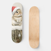 Skateboard Snowy Forest Winter Woodland Christmas Bunny Bird  (Recto)