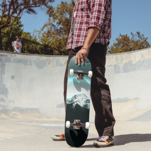 Skateboard Snowy mountain mysterious blue neon light