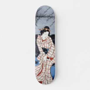 Skateboard Soir sur la rivière par Utagawa Hiroshige