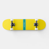 Skateboard Solide Jaune, Turquoise foncé Nom du ruban Monogra (Horz)