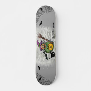 Skateboard Sorcière, Chat, Chauve-souris et Citrouille, Bonne