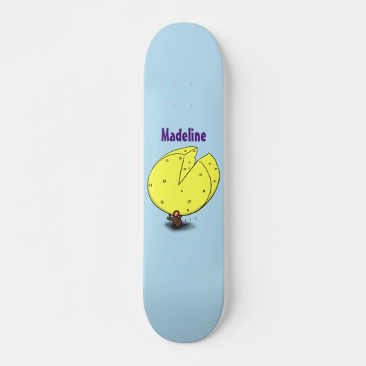 Skateboard Souris mignonne avec dessin animé au fromage (Devant)