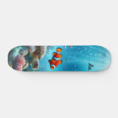 Skateboard Sous la mer, tortue, corail, bateau, poisson clown (Horz)