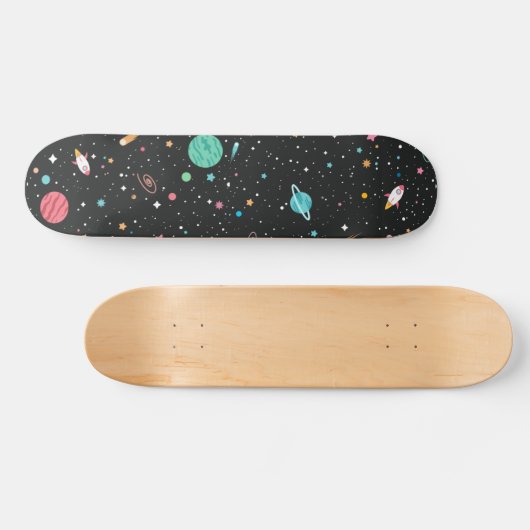 Skateboard Space Rocket Ships et Planètes (Horz)