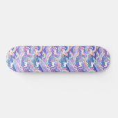 Skateboard Sparkly rainbow and unicorns on clouds (Horz)
