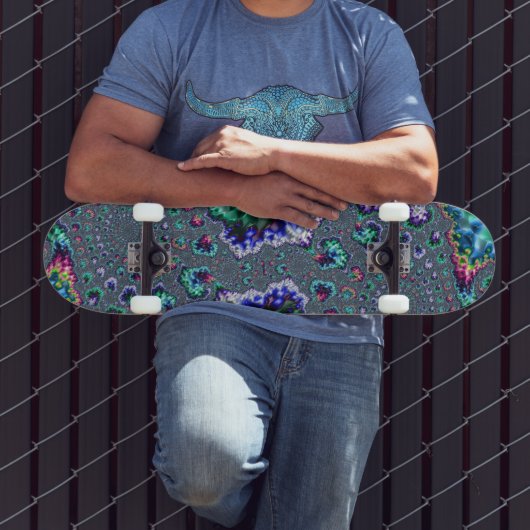 Skateboard Spirale Abstraite Fractale Colorée Trippy Groovy (Extérieur 3)