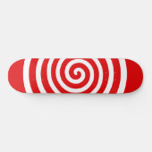 Skateboard Spirale de cercle abstrait blanc sur rouge (Horz)