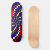 Skateboard Spirale rouge blanc de Checker bleu par Kenneth Yo (Recto)