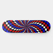 Skateboard Spirale rouge blanc de Checker bleu par Kenneth Yo (Horz)
