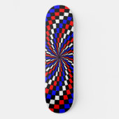 Skateboard Spirale rouge blanc de Checker bleu par Kenneth Yo (Recto)
