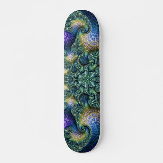 Skateboard Spirales architecturales colorées Fractal Abstrait (Devant)