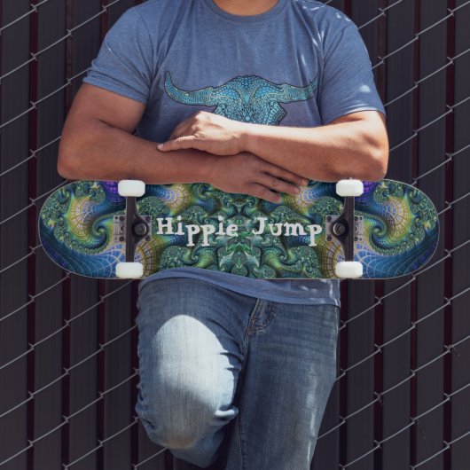 Skateboard Spirales d'Art Fractal Vert Bleu et Trick de Patin (Extérieur 3)