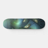 Skateboard Spirales Turquoise Beige Vert Abstrait Fractal Art (Horz)