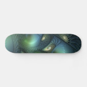 Skateboard Spirales Turquoise Beige Vert Abstrait Fractal Art (Horz)